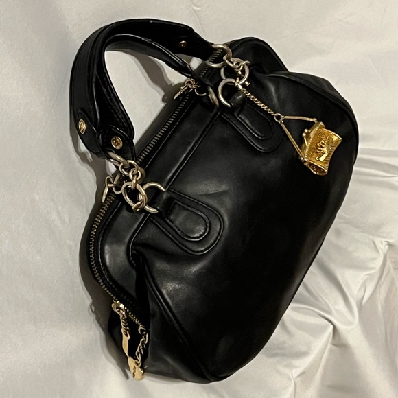 SOLD!! Rare vintage y2k black blinged leather Juicy Couture purse bag. - Picture 14 of 16